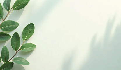 Eucalyptus leaves and copy space. Aroma. Botanical. Nature. Natural. Background material.