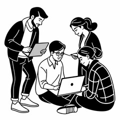 Team collaboration laptop meeting business people working together