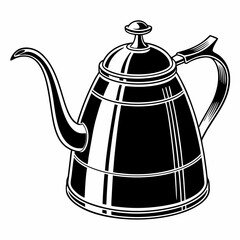 Elegant black and white coffee kettle illustration