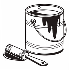 Paint can and roller professional graphic design element