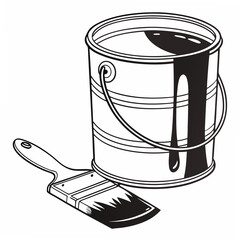 Paint can and brush illustration isolated on white background