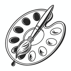 Vintage paintbrush and palette artistic design element