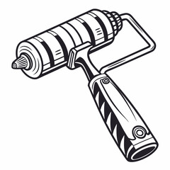 Professional paint roller cutout isolated on white background ready for design projects