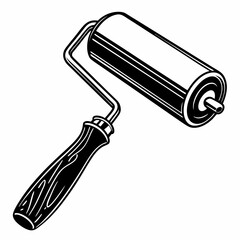 Professional high-quality paint roller cutout isolated on white background