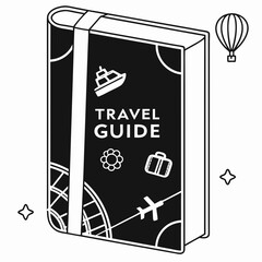 Travel guide book icon design vacation trip planning adventure