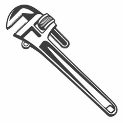 Professional pipe wrench illustration isolated on white background