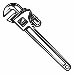 Professional pipe wrench illustration isolated on white background