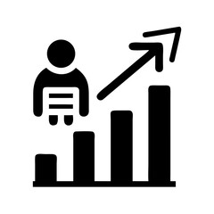 Professional growth black silhouette design, vector shape, cutout, white background