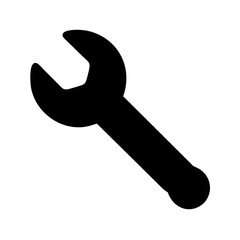 Crisp black wrench silhouette design on white background, vector shape, cutout