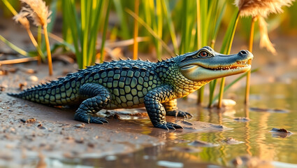 Obraz premium alligator in the swamp