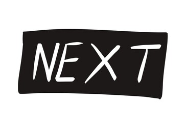 A black and white logo with the word Next written in white