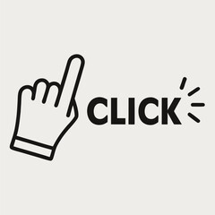 Obraz premium Simple click icon design with pointing hand and emphasis on digital interaction