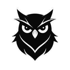 Obraz premium Owlo bird head mascot in silhouette capturing mystery and insight vector illustration.