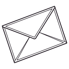 Stylized black and white envelope icon isolated on white background with clean lines