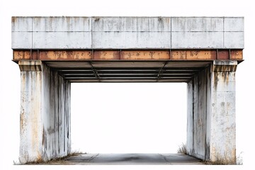 Urban Underpass. Rustic Concrete Structure and Weathered Highway Overpass with Industrial Grunge Texture