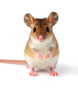 White-footed mouse (Peromyscus leucopus), deer mouse on white background