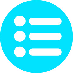 Fototapeta premium Flat Blue Bullet List round icon – Simple Horizontal Menu or Text List Symbol 