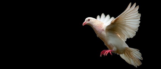 Obraz premium Dove in Flight Against Black