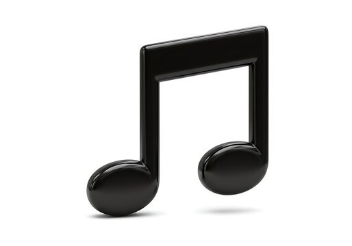 3d Black eighth note music symbol isolated on white background