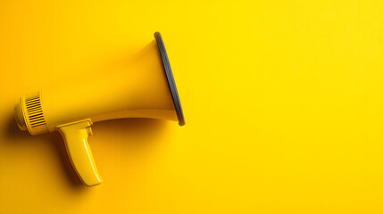 Yellow megaphone symbolizing clear and powerful business communication on bold yellow backdrop