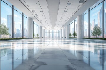 Luxurious Modern Office Interior Design in Urban Skyscraper with Natural Light and Cityscape Views