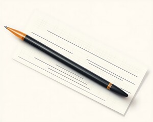 Blank check with pen