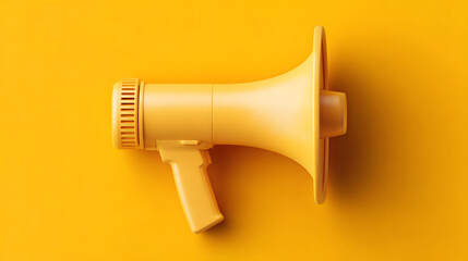 Yellow megaphone symbolizing clear and powerful business communication on bold yellow backdrop