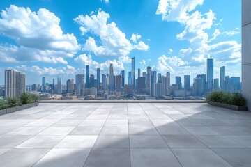 Urban Landscape Panorama. City Skyline with Modern Architecture and Stylish Terrace