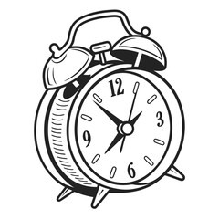 Classic vintage alarm clock line art illustration design