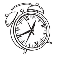 Classic vintage alarm clock line art illustration time management concept