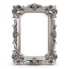 Elegant Silver Frame with Ornate Baroque Style for Vintage Home Gallery and Decorative Interior Decor