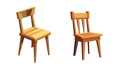 Two simple wooden chairs illustration