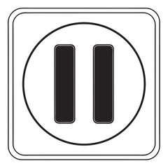 Pause button icon in a square digital media graphic