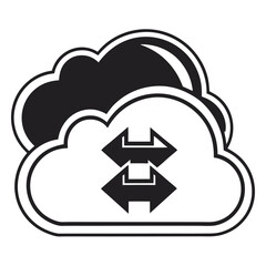 Cloud computing data transfer icon symbol arrows up down