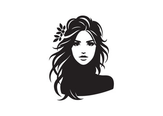Beautiful young woman portrait Silhouette Vector