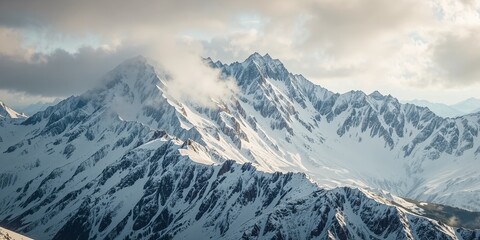Obraz premium Majestic Snowy Mountain Peak, Inspiring Scenery