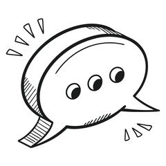 Hand drawn cartoon speech bubble three dots communication