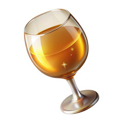 3d realistic golden wine glass render isolated on transparent background