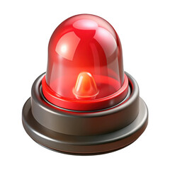 Fototapeta premium 3D red alarm beacon, emergency warning light icon. Glossy security signal device, alert symbol isolated on Transparent Background