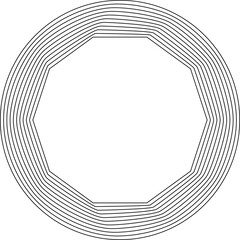 Circle frame line blend to polygon. Modern graphic design element