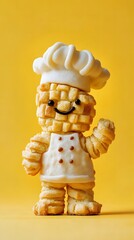 Cute Biscuit Chef Character Made from Cookies and Fondant