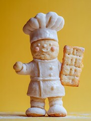 Cute Biscuit Chef Character Made from Cookies and Fondant