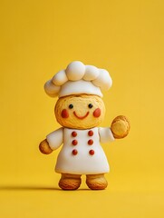 Cute Biscuit Chef Character Made from Cookies and Fondant