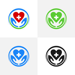 Modern Health with Hands and Cross Icon Logo Template