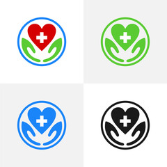 Cross Hands for Health Support Logo Template