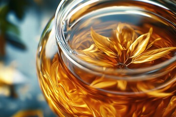 Jasmine Herbal Tea Infusion. Elegant Glass of Aromatic, Organic Brew with Petals