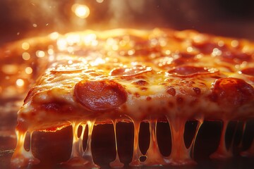 Delicious Cheese and Pepperoni Pizza Slice - Hot, Fresh Italian Comfort Food at Its Best