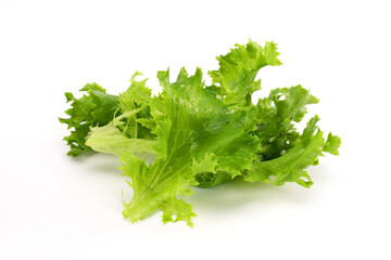 Organic salad leaves isolated on white background.