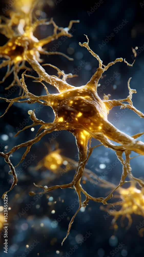 Aufkleber glowing neuron cells illustrating neural network communication and synapse activity