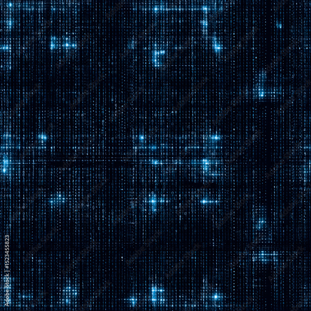 Aufkleber cyberspace matrix pattern with geometric code, digital grid
